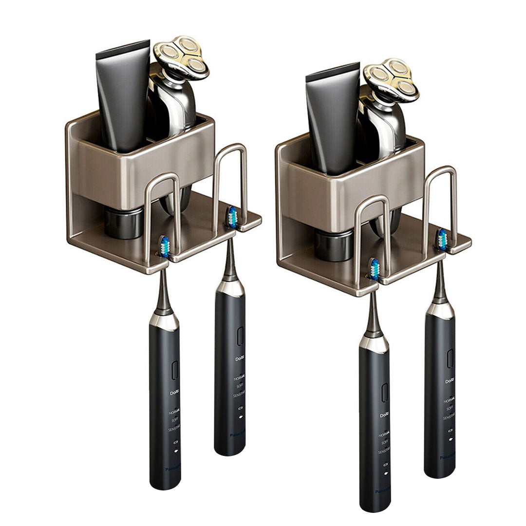 NNEAGS 2X 15cm Wall-Mounted Bathroom Storage Organiser Space Saving Adhesive Shelf Rack