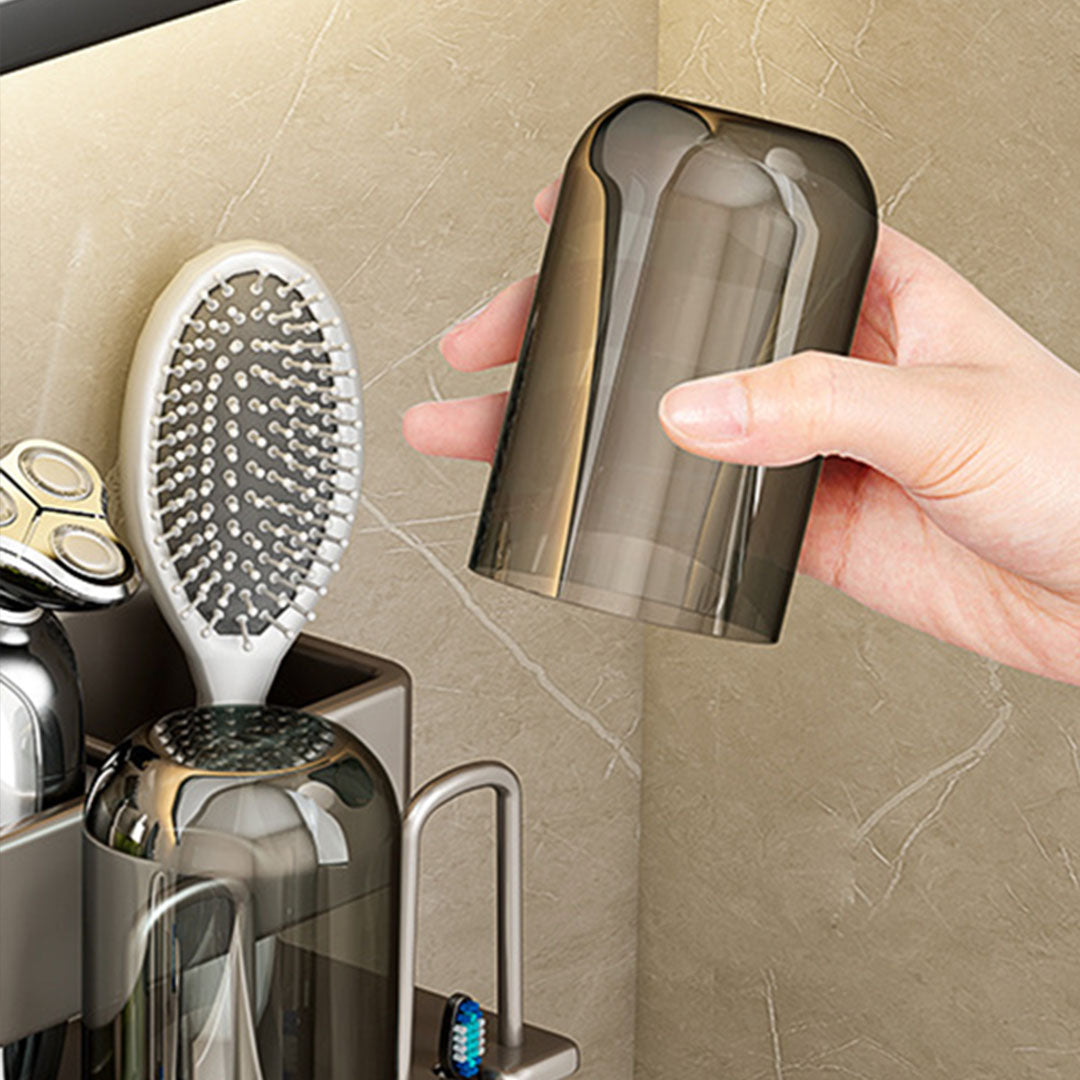 NNEAGS 2X 15cm Wall-Mounted Bathroom Storage Organiser Space Saving Adhesive Shelf Rack