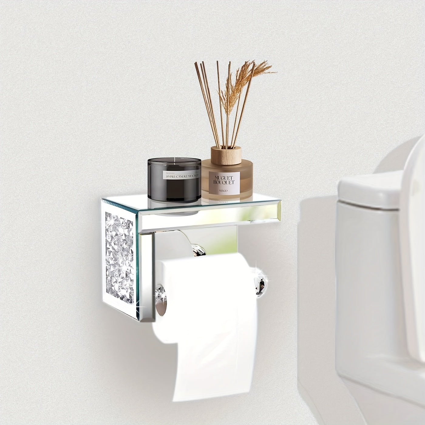 NNETM Crystal Glass Tissue Box Holder Countertop Organizer-1