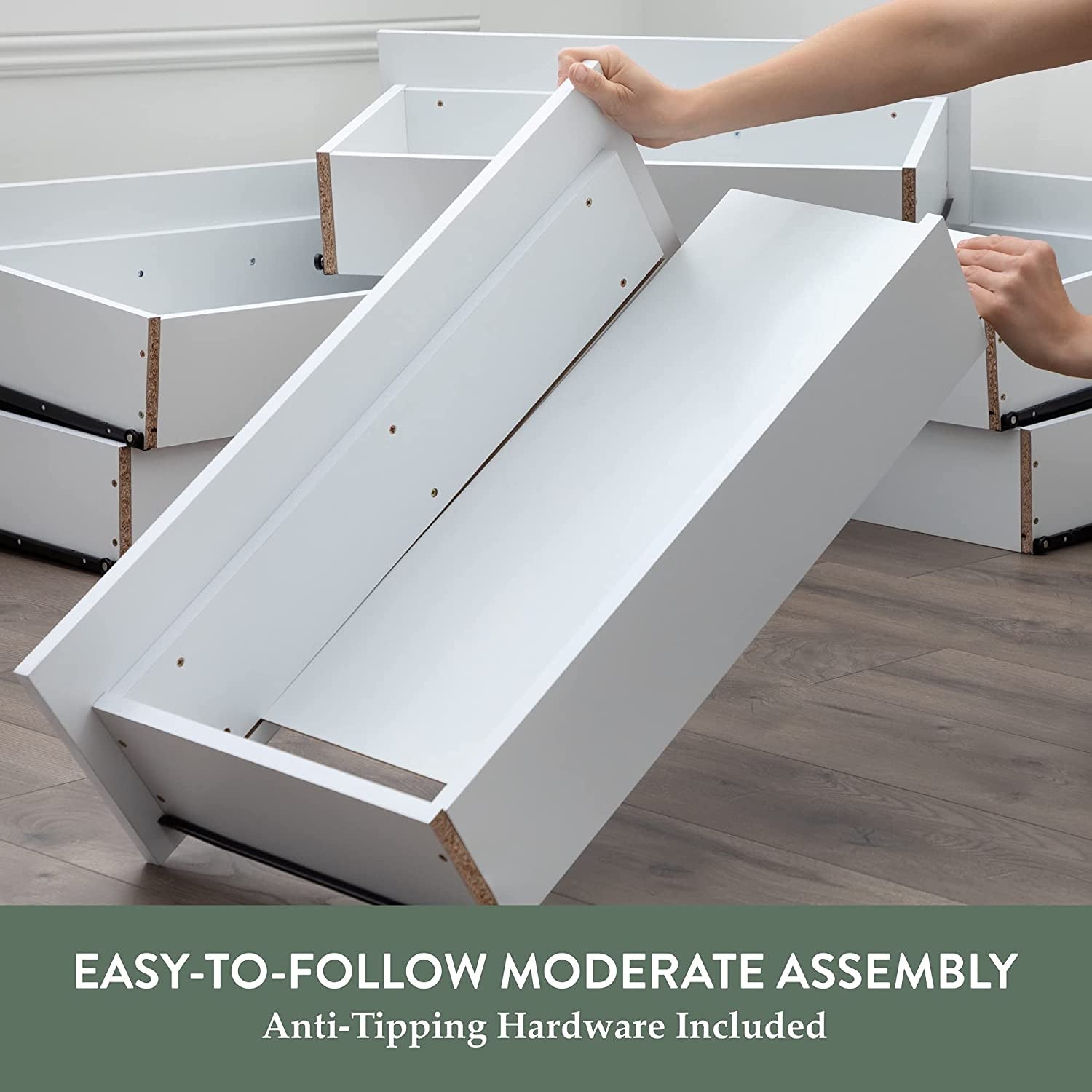 Black Modern Four Drawer Dresser Storage Chest For Bedroom-3