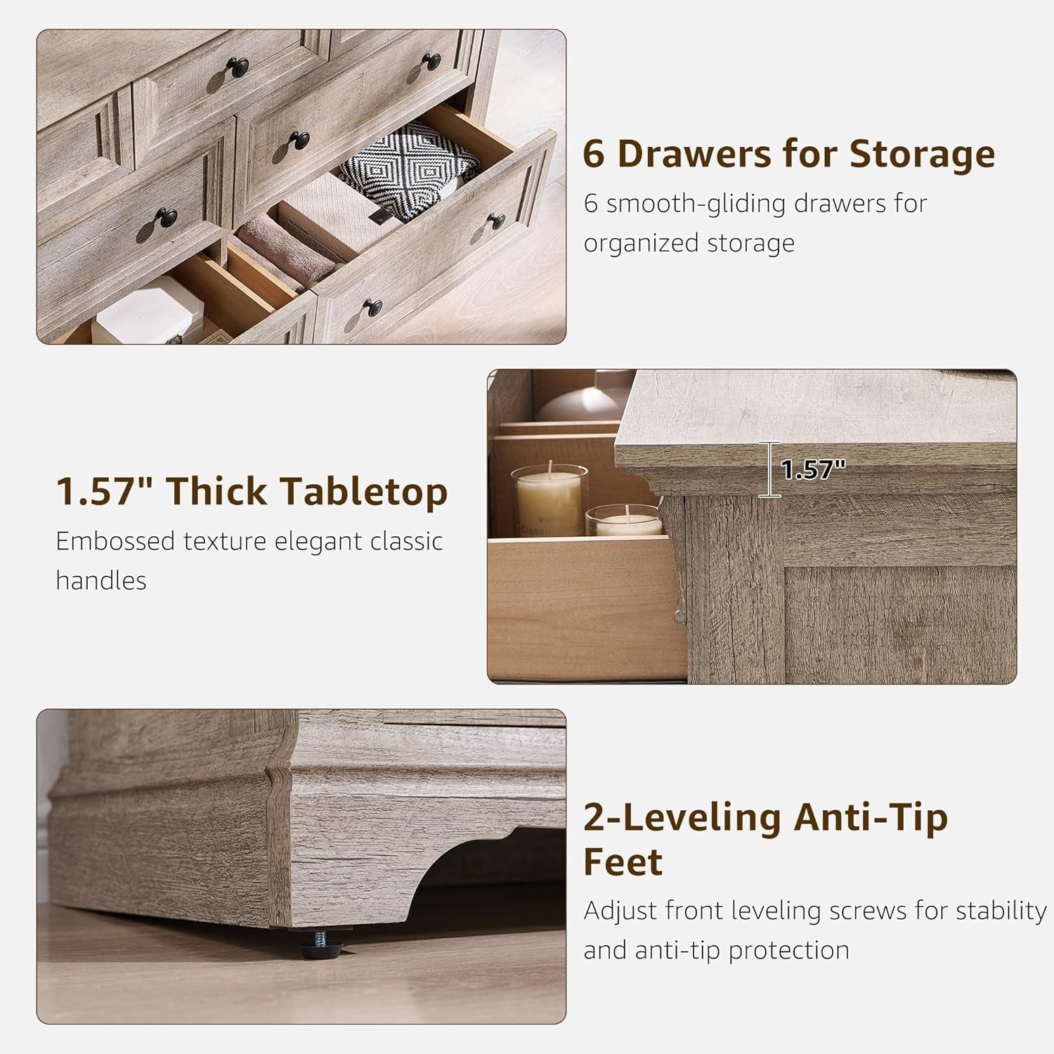 Dresser Cabinet FiftyFourInch Wide Distressed Oak Finish