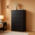 Black Handleless Dresser With 6-Drawer Storage Cabinet