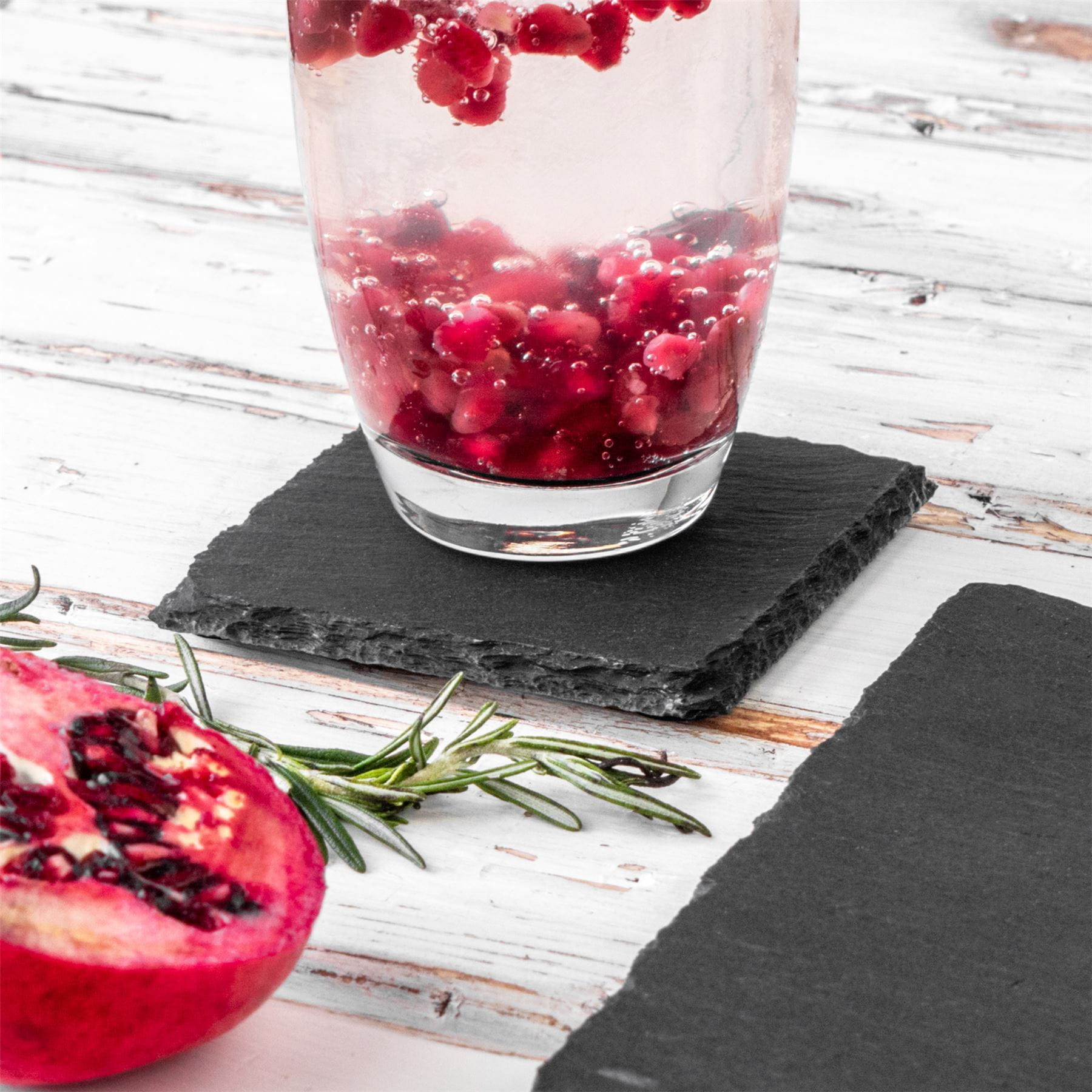 12pc Black Rectangle Slate Placemats & Coasters Set