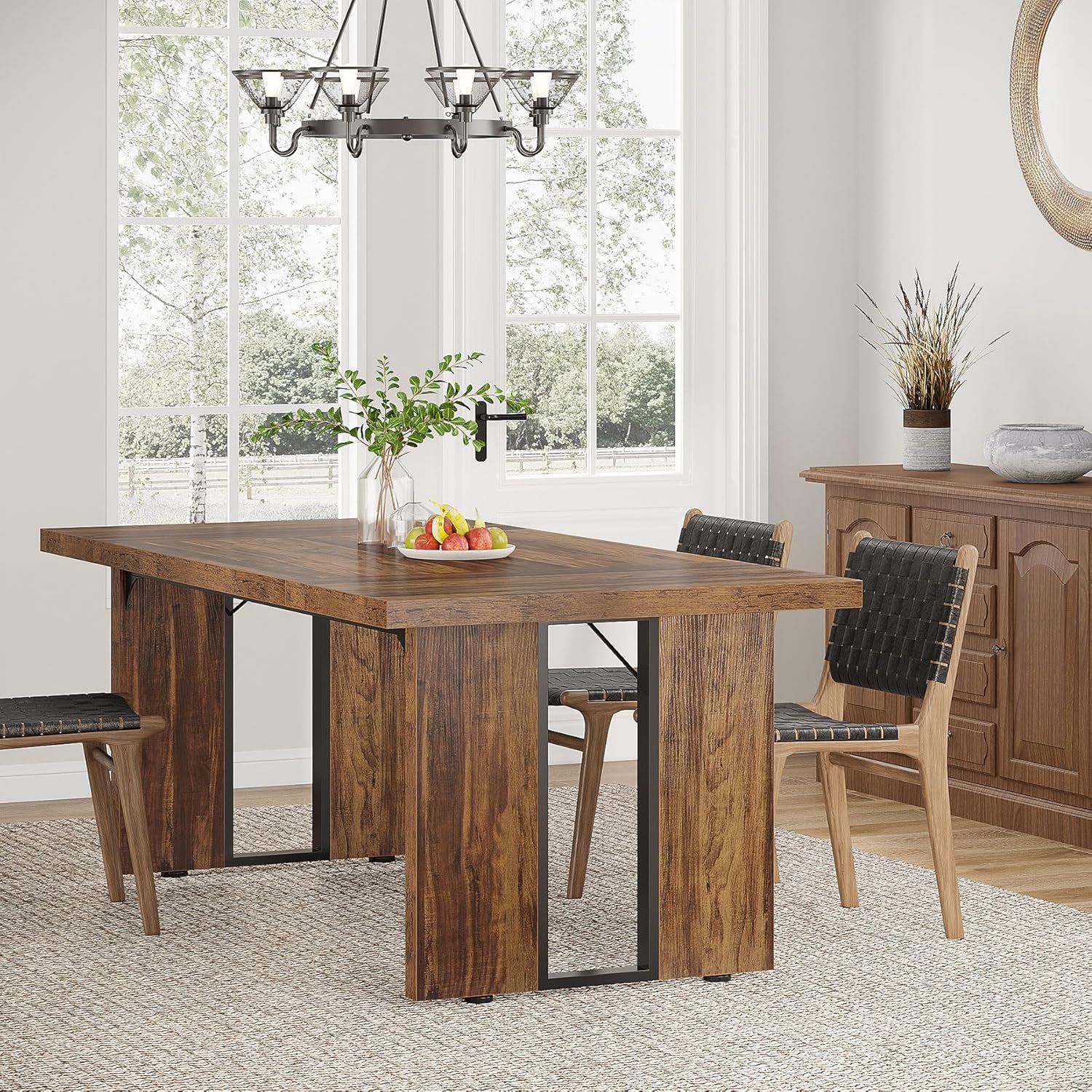 71 Inch Dining Table Rustic Farmhouse For Kitchen Dining