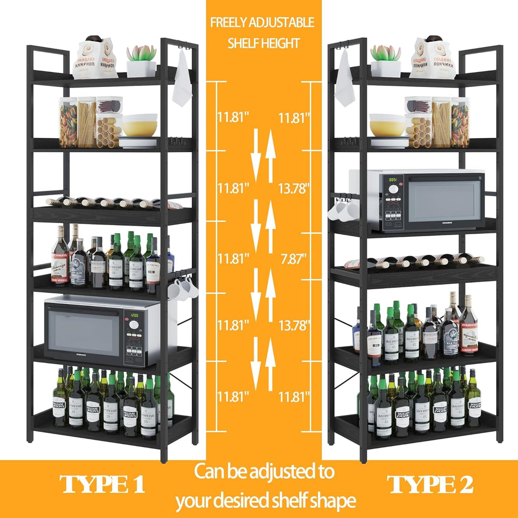 Adjustable Industrial Bookshelf 70 Inch Black Metal