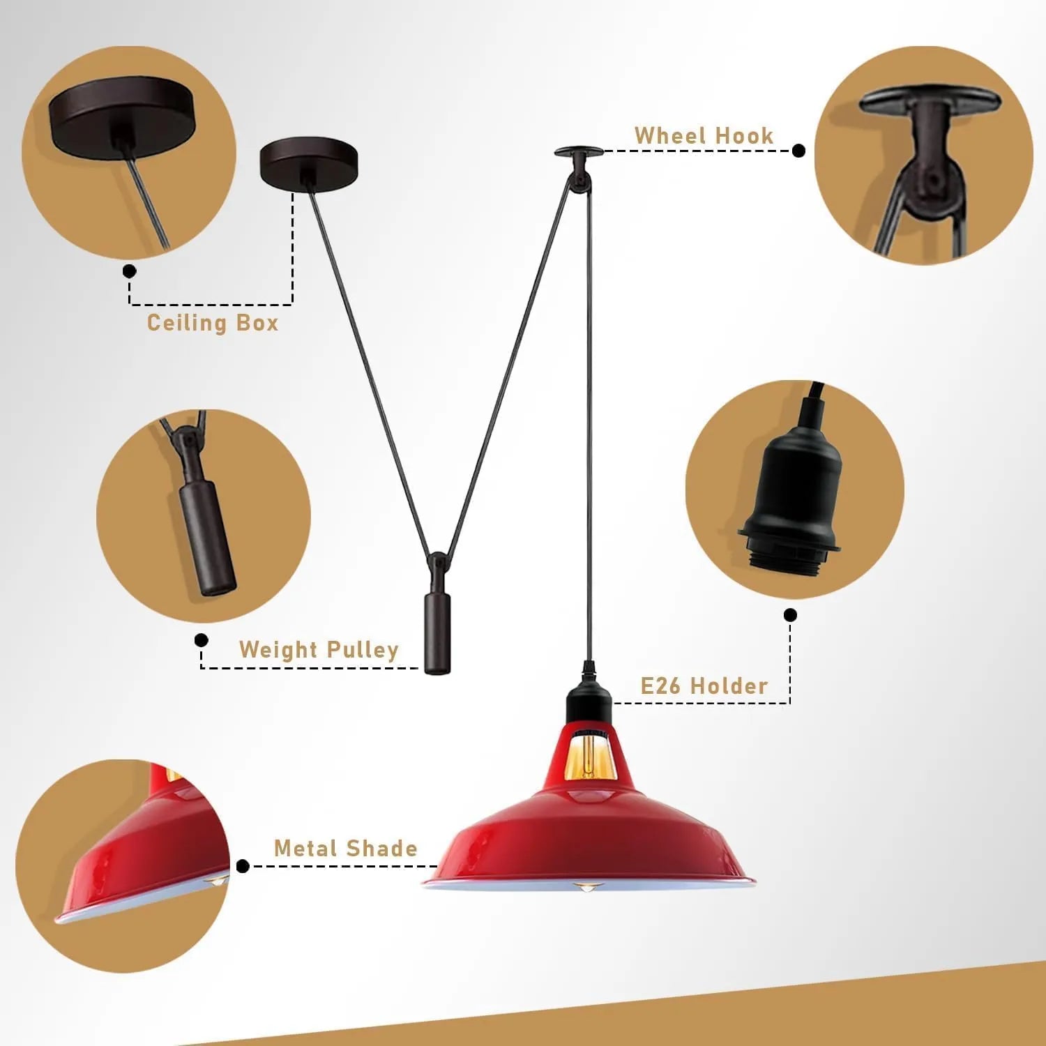 Shaded 2M Pulley Pendant Light ~6398