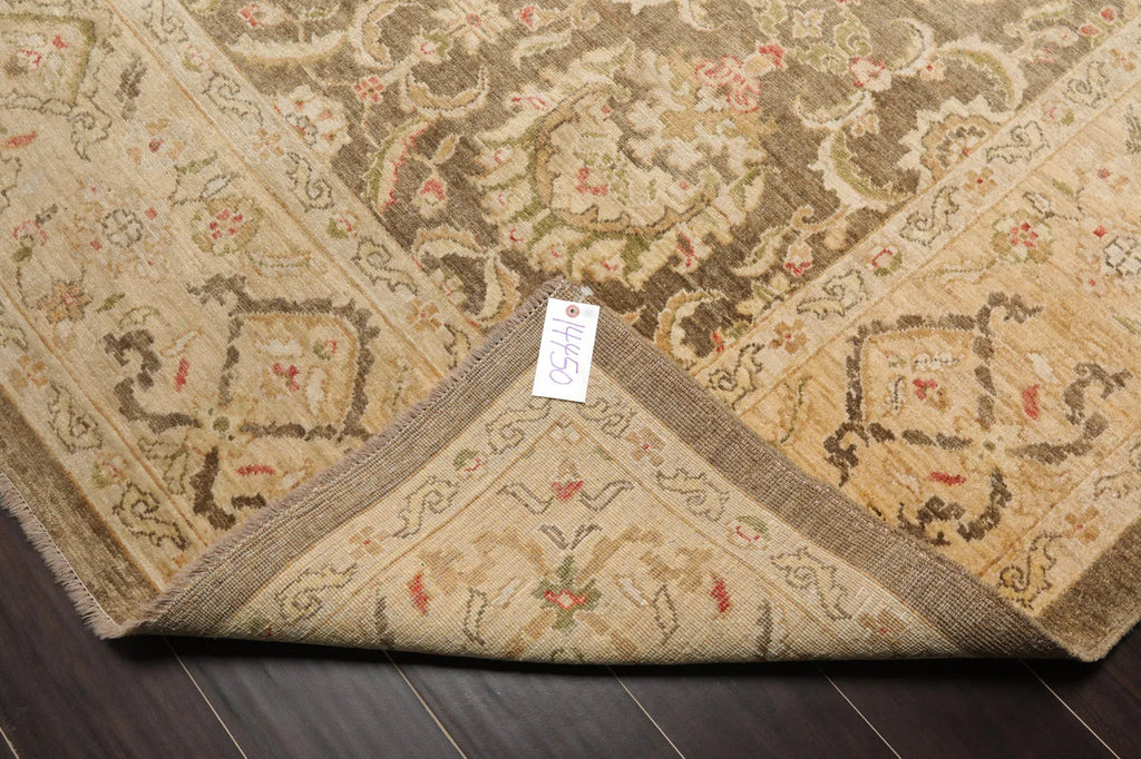 8x10 Olive Green, Beige Hand Knotted 100% Wool Peshawar Traditional Oriental Area Rug-4