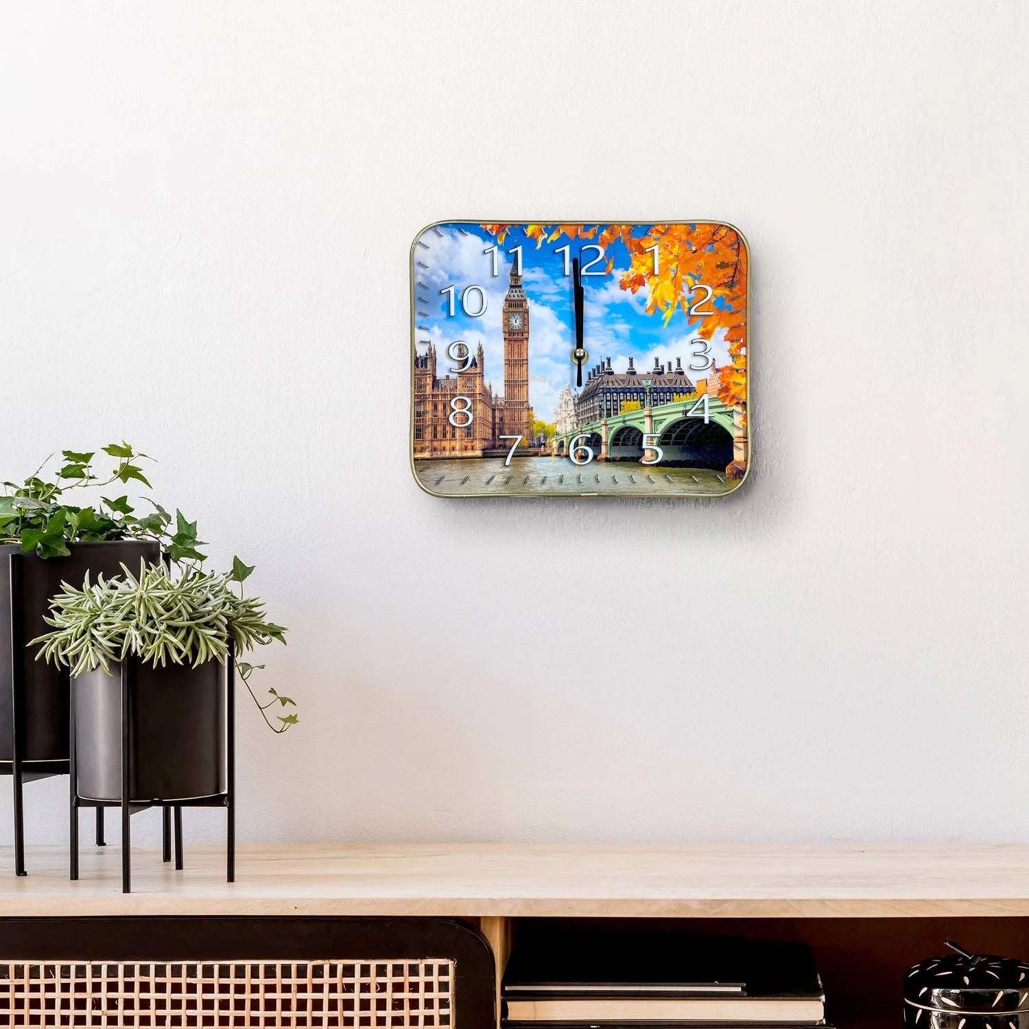 Rectangle Crystal Porcelain Painting Wall Clock ~5478