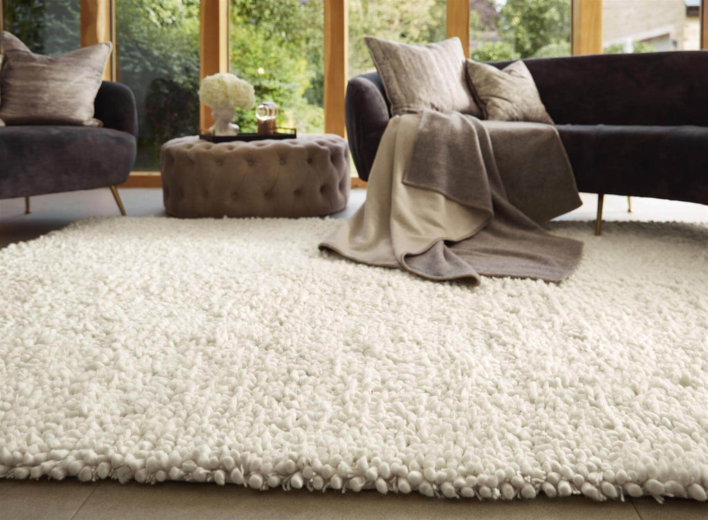 Maine Ivory Shaggy Pile Wool Rug