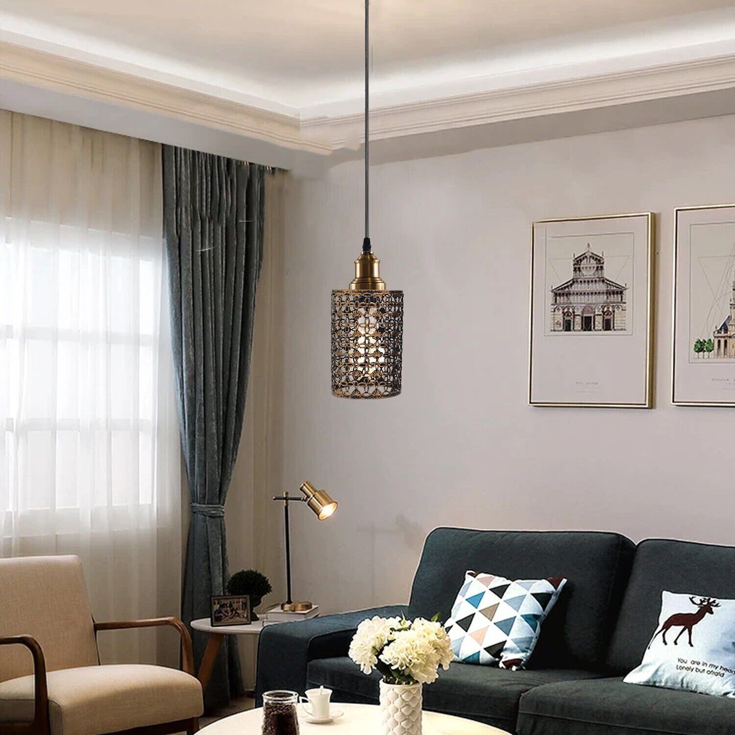 Modern Retro Style Drum Metal Ceiling Pendant Lampshade ~2430