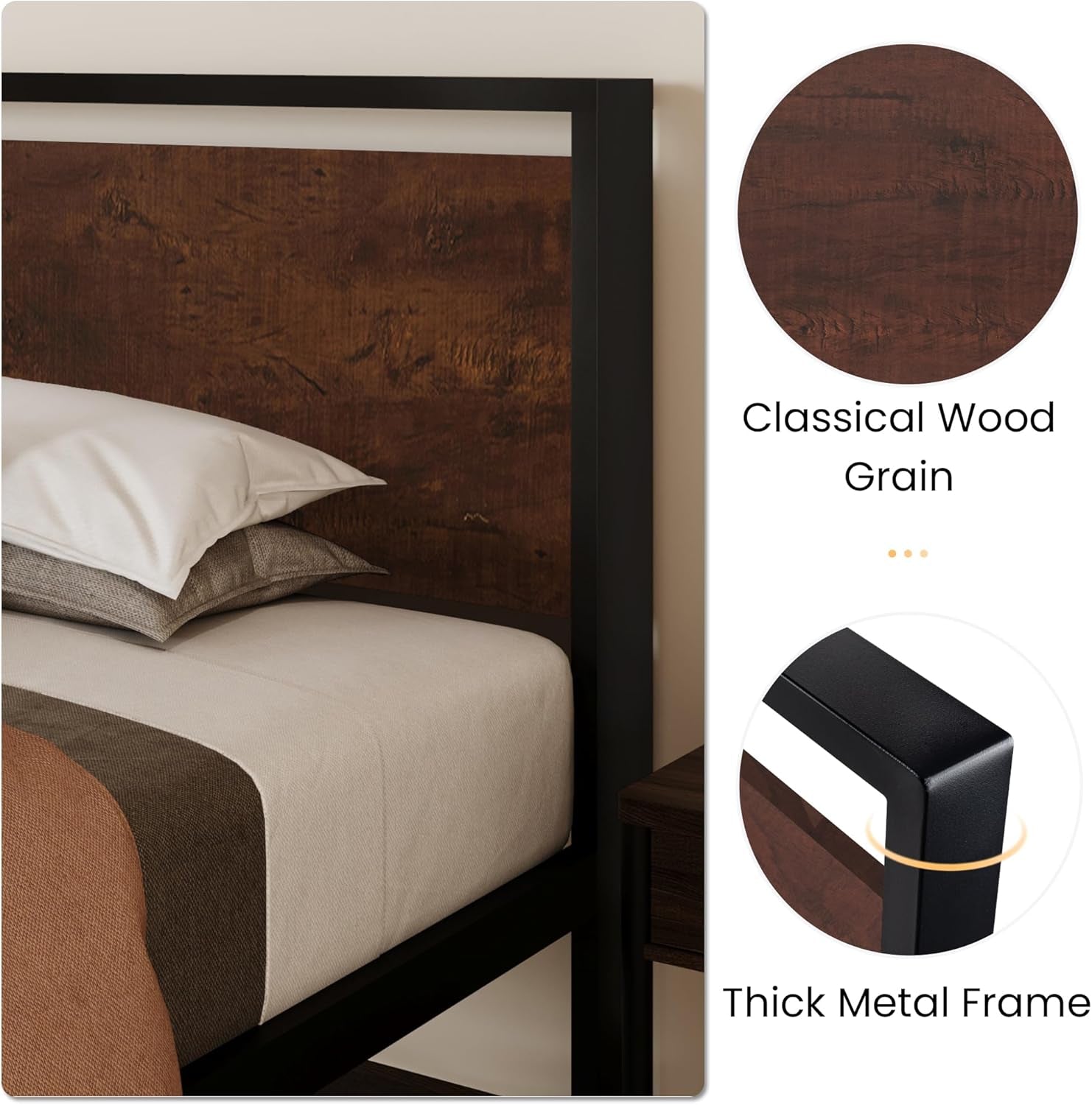 Twin Platform Bed Frame With Under Bed Storage Industrial Style-4