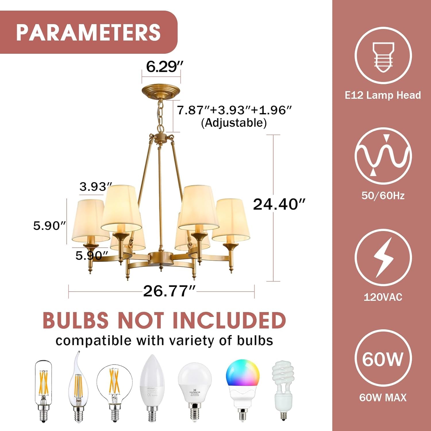 Gold Wagon Wheel Chandelier With White Linen Shade 6 Light