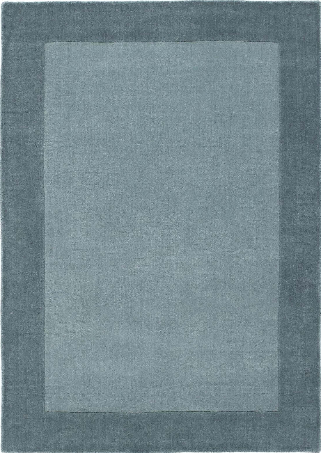 Bordered Duck Egg Blue Wool Rug