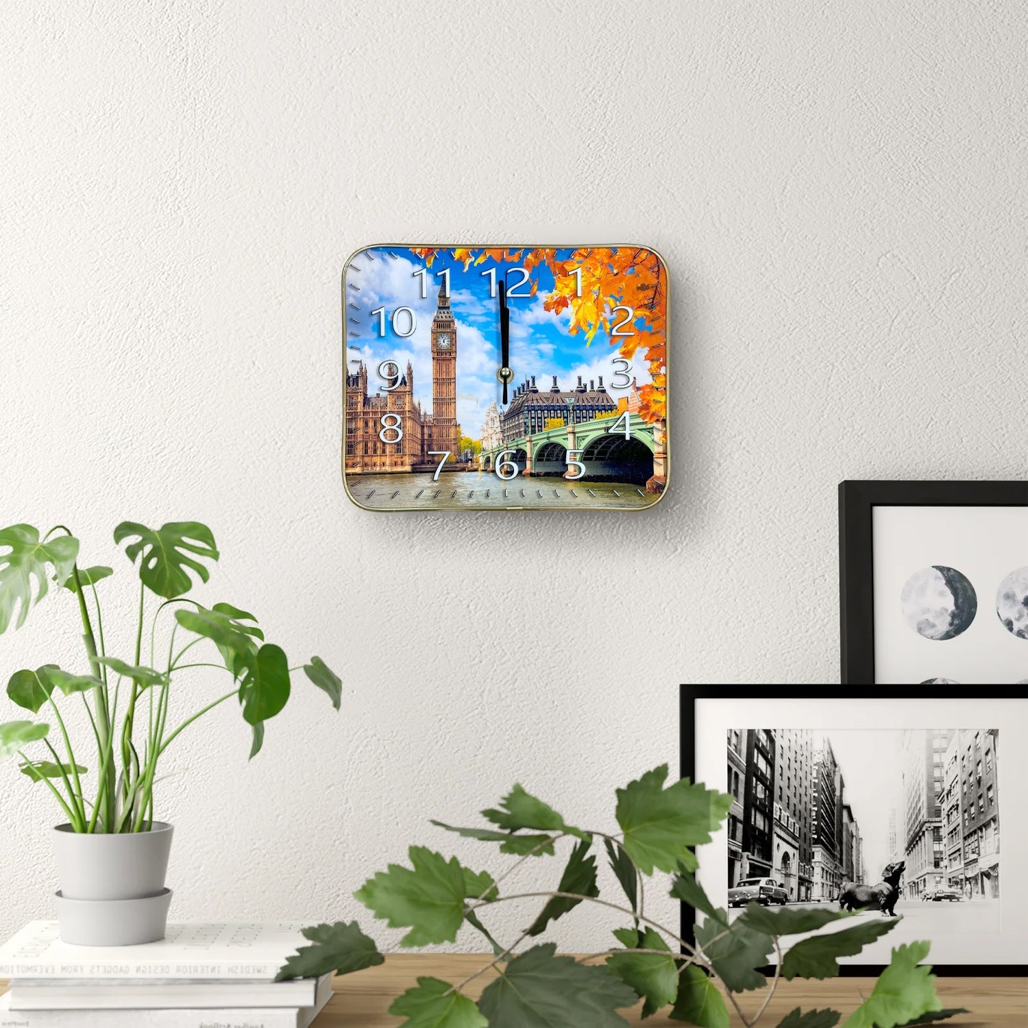 Rectangle Crystal Porcelain Painting Wall Clock ~5478