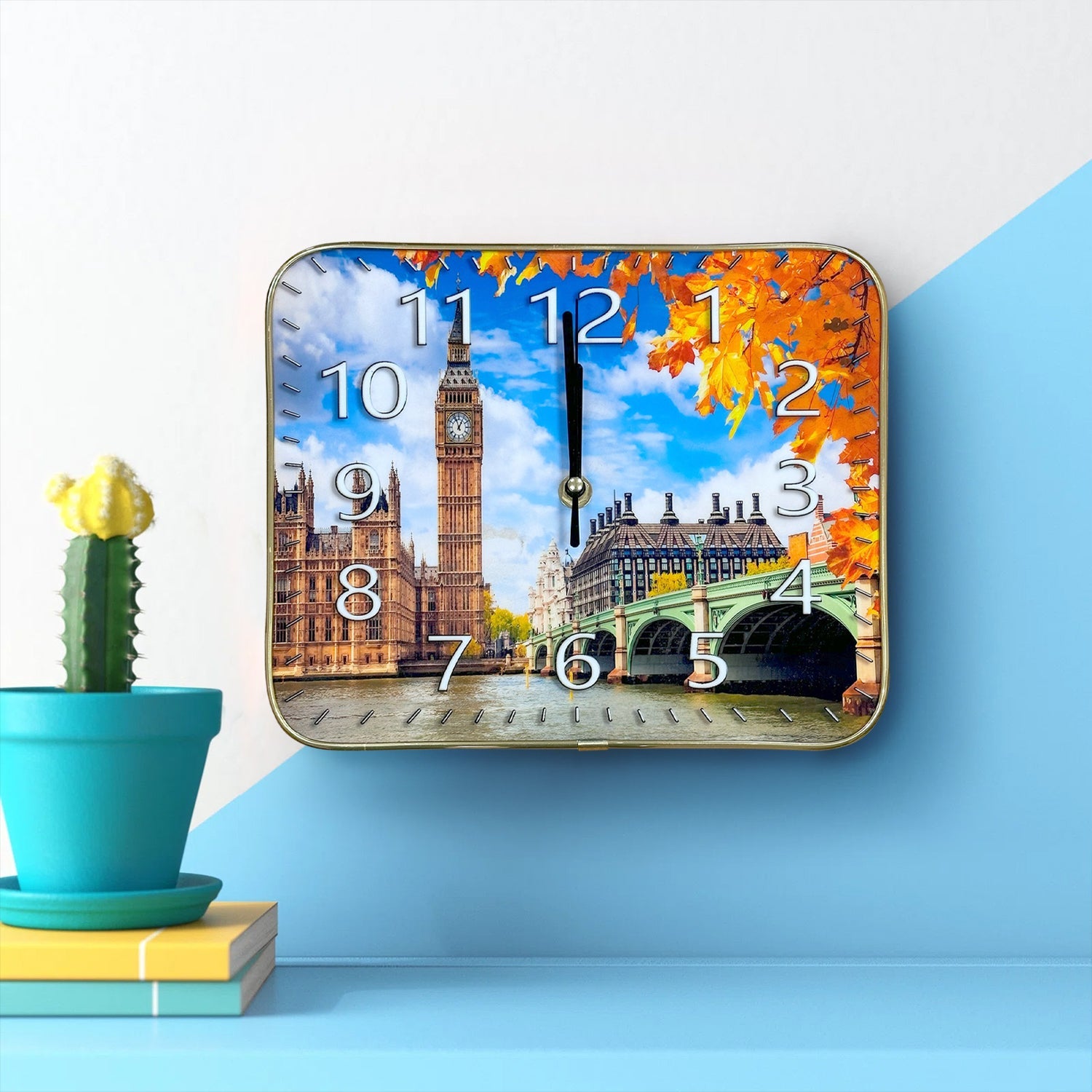 Rectangle Crystal Porcelain Painting Wall Clock ~5478