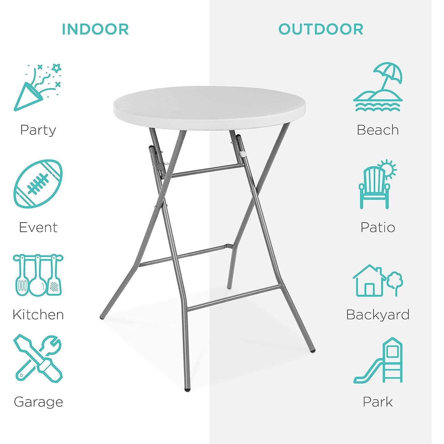 Bar Height Folding Table Indoor Outdoor Patio Table