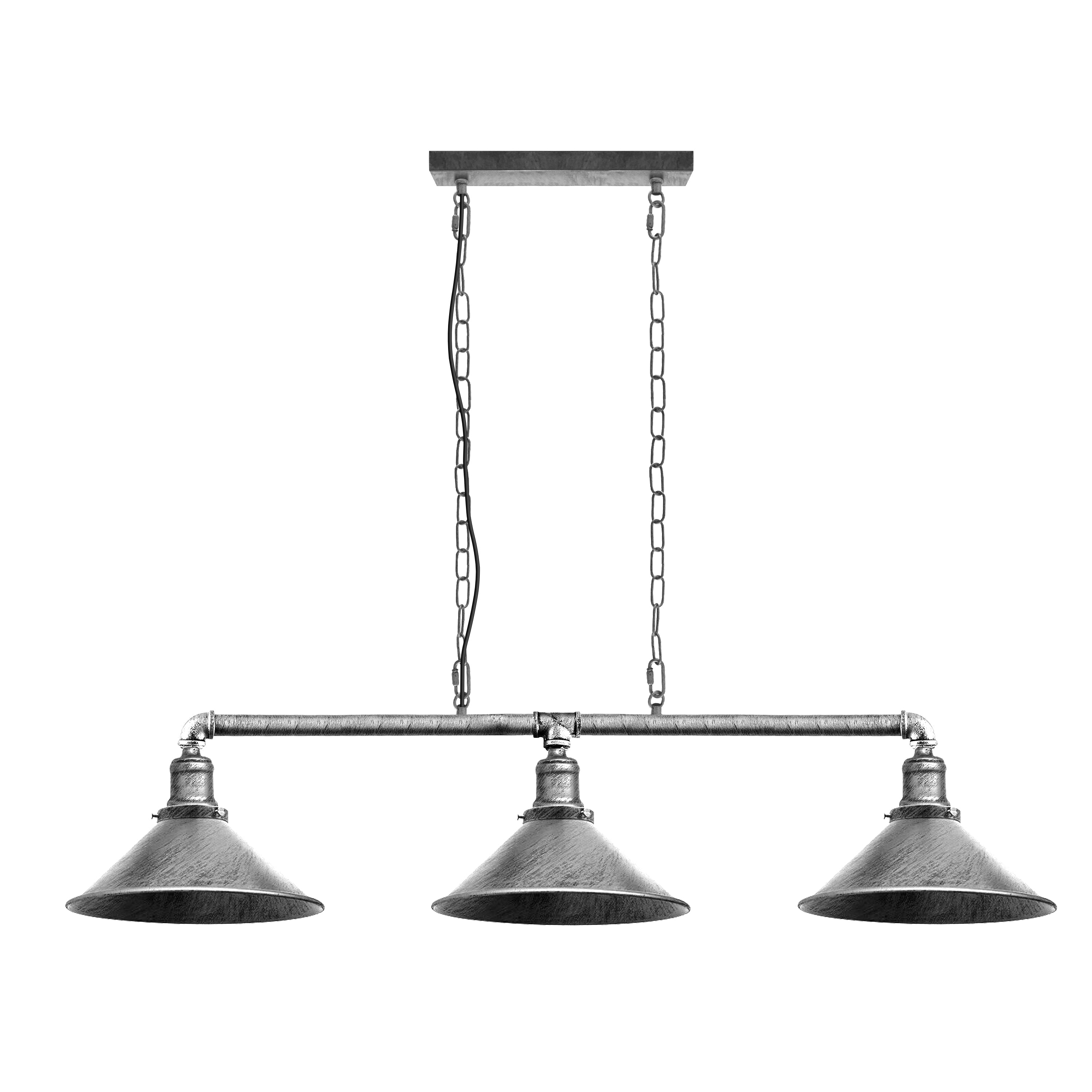 Metal Water Pipe Vintage Light Fitting 3 Lamp ~1861