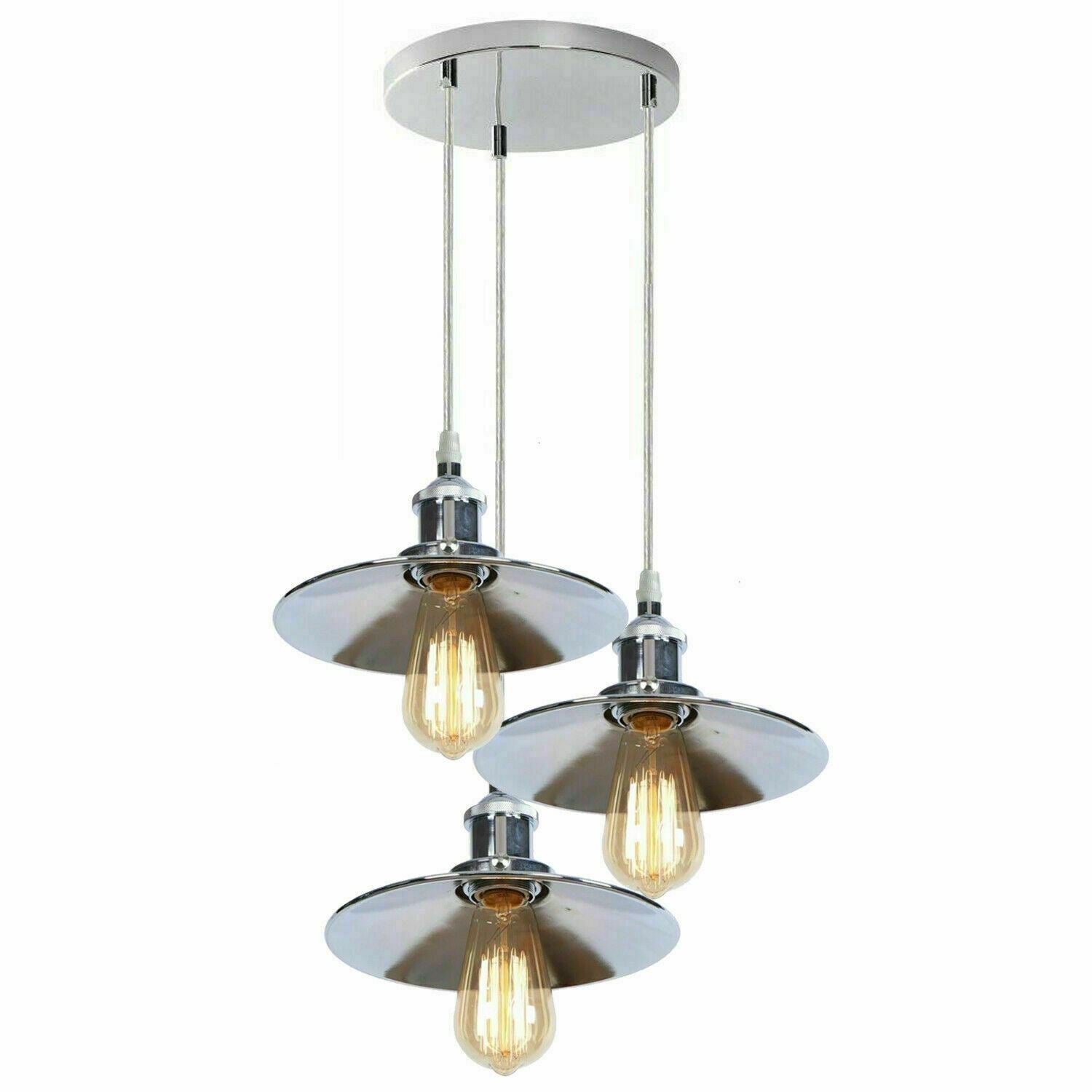 Modern 3-Light Pendant Ceiling Fixture Lighting | Chrome Finish Home Use~ 1324