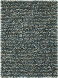Rocks Blue Shaggy Pile Wool Rug