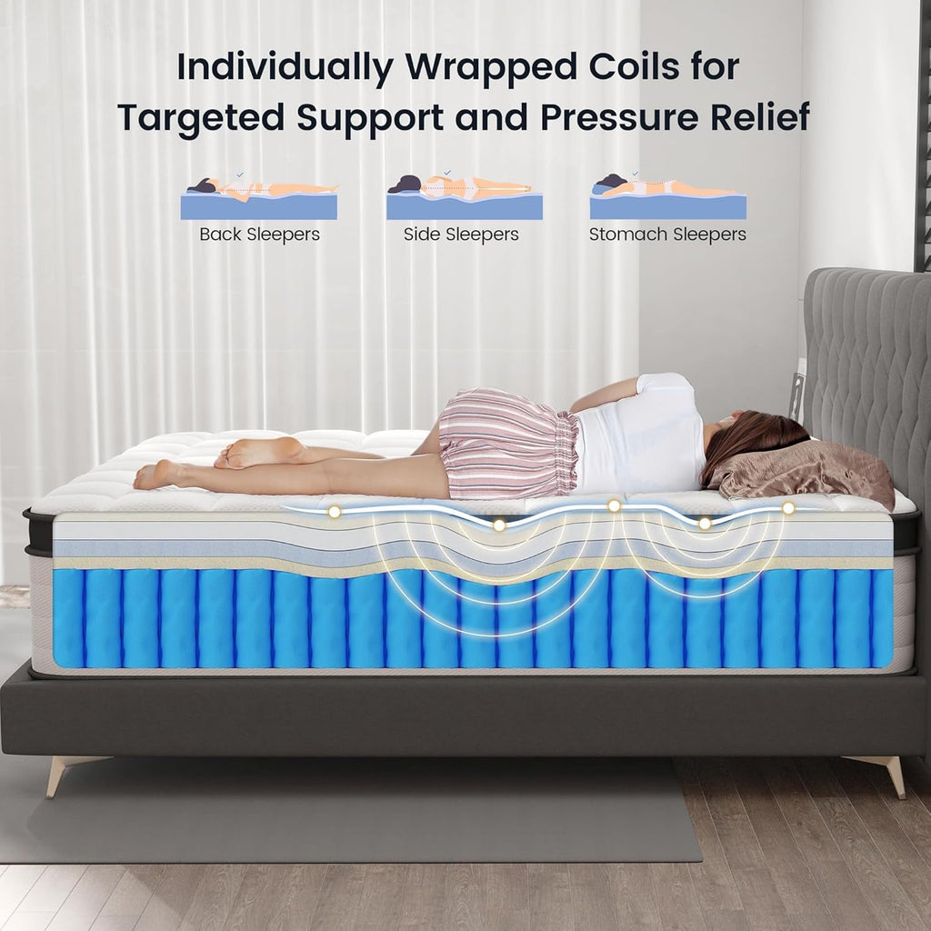 10 Inch Hybrid Full Size Memory Foam Pocket Spring Mattress-1