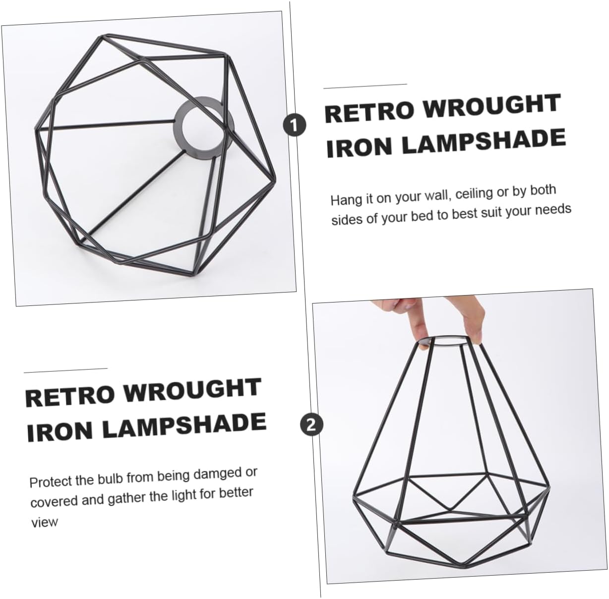 Black Diamond Metal Wire Cage Pendant E27 Ceiling Lampshade ~1906