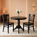 Black Round Dining Table Set 3 Piece Wood Dining Chairs