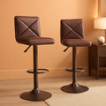 Counter Height Bar Stools Set Of 2 PU Leather Adjustable Swivel-0