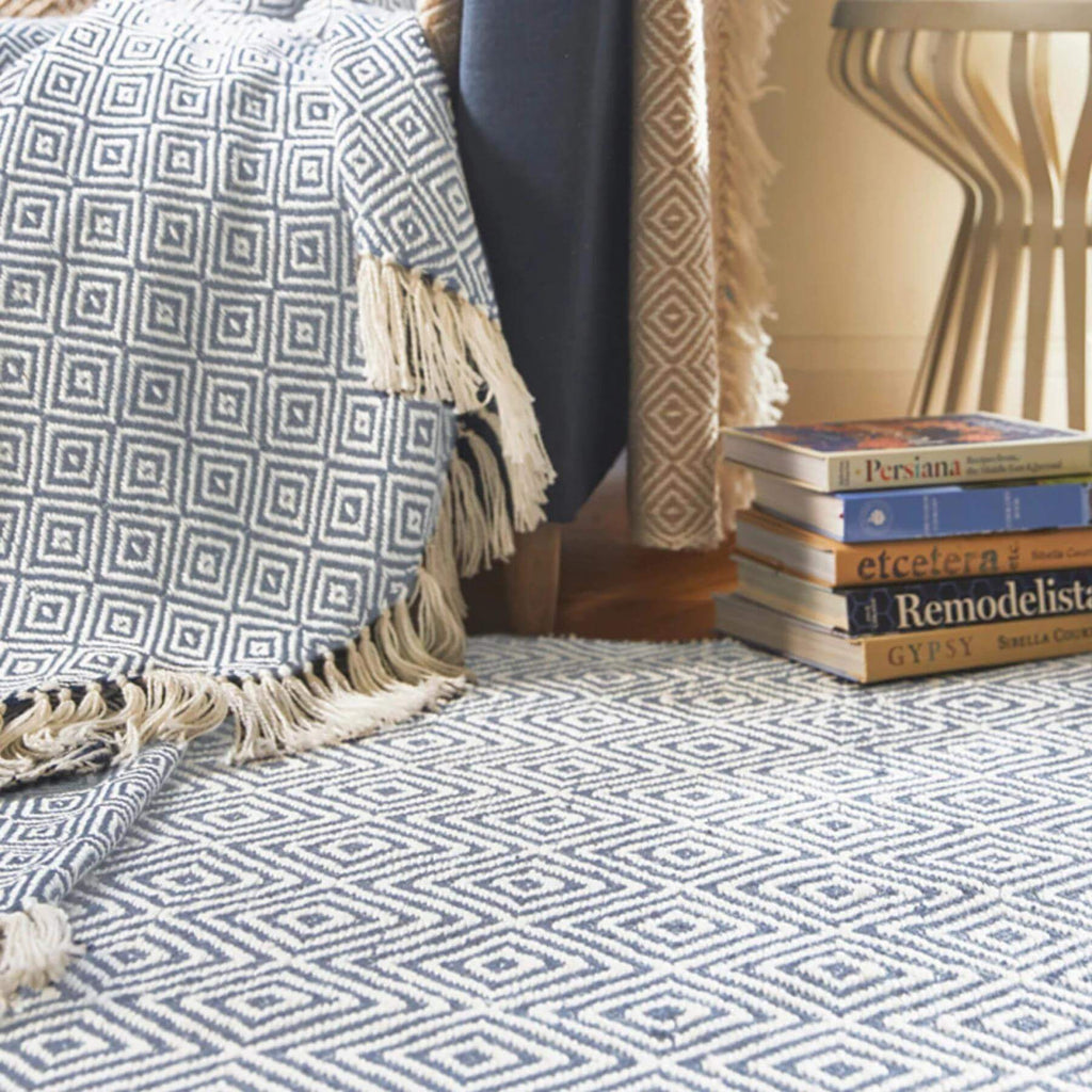 Diamond Denim Blue Hand-woven Rug