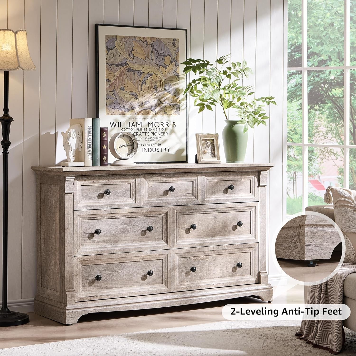 Dresser Cabinet FiftyFourInch Wide Distressed Oak Finish