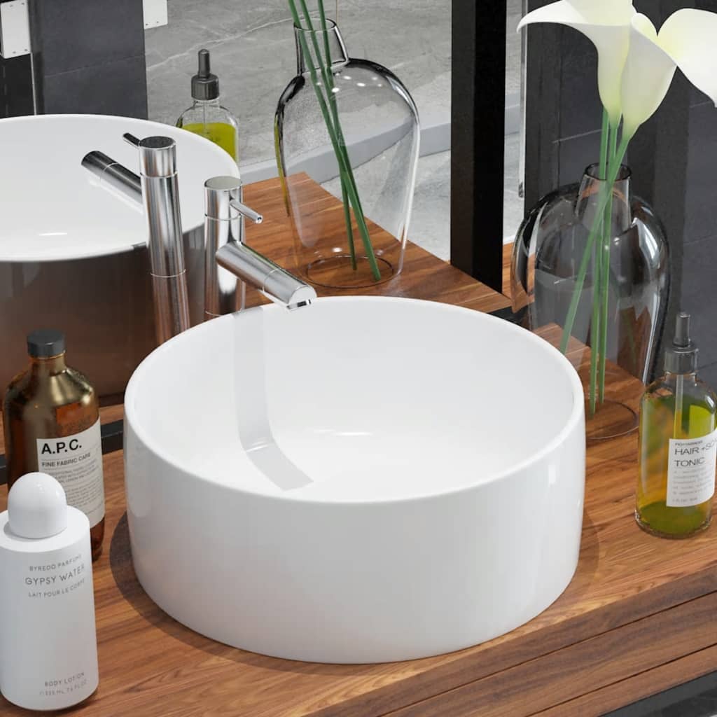 NNEVL Basin Round Ceramic White 40x15 cm-0