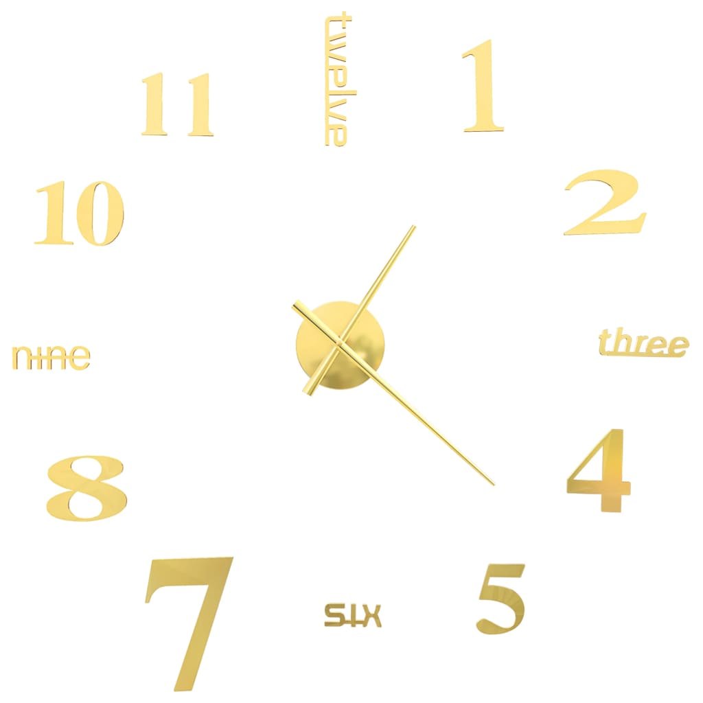 NNEVL 3D Wall Clock Modern Design 100 cm XXL Gold