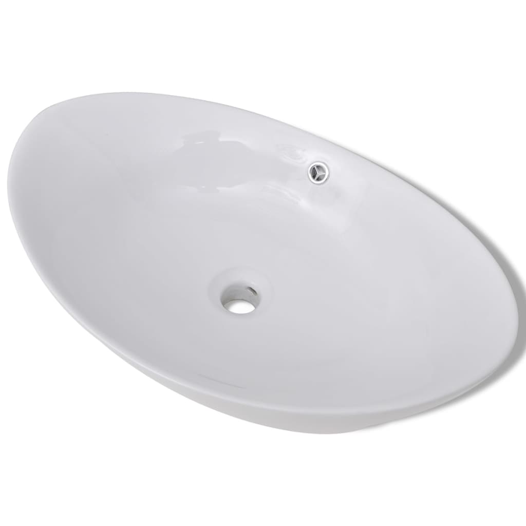 NNEVL Luxury Ceramic Basin Oval with Overflow 59 x 38.5 cm