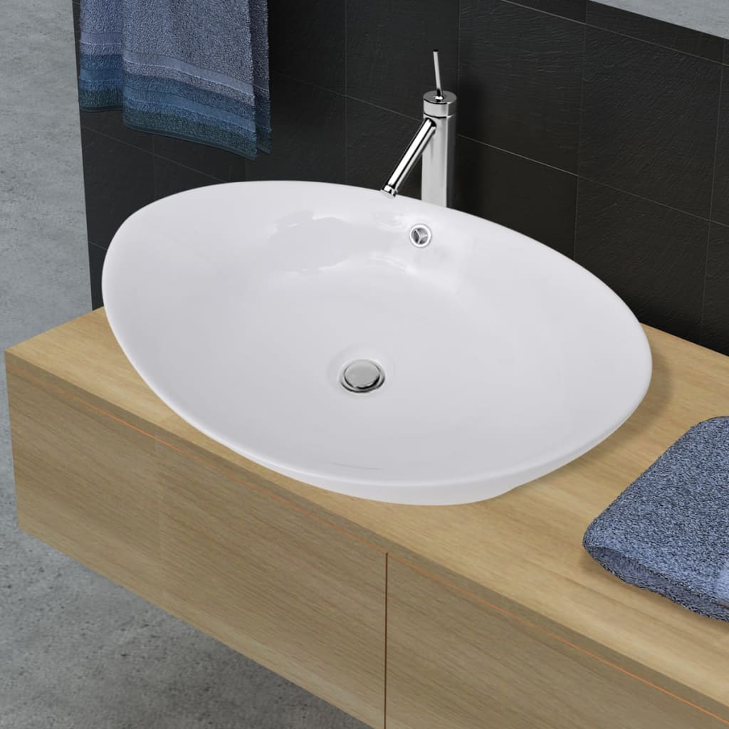 NNEVL Luxury Ceramic Basin Oval with Overflow 59 x 38.5 cm