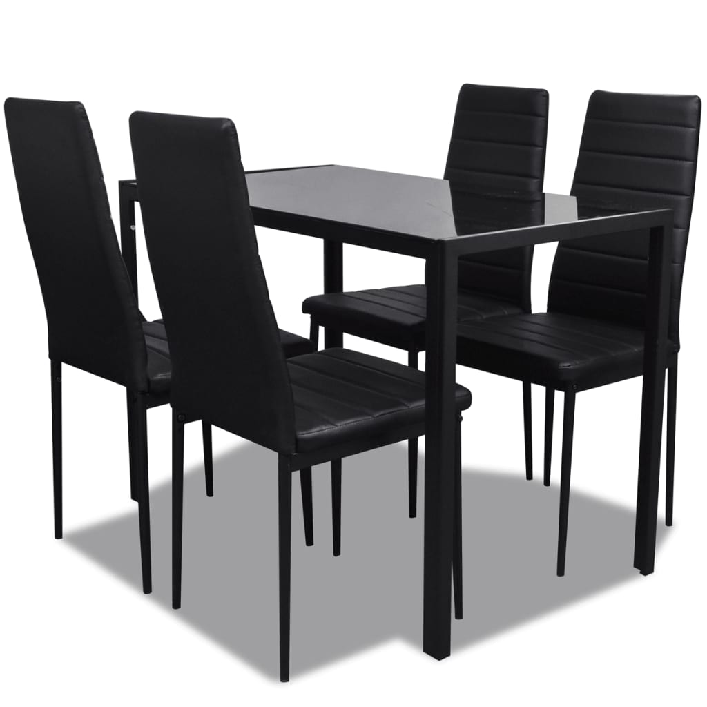 NNEVL Five Piece Dining Table Set Black