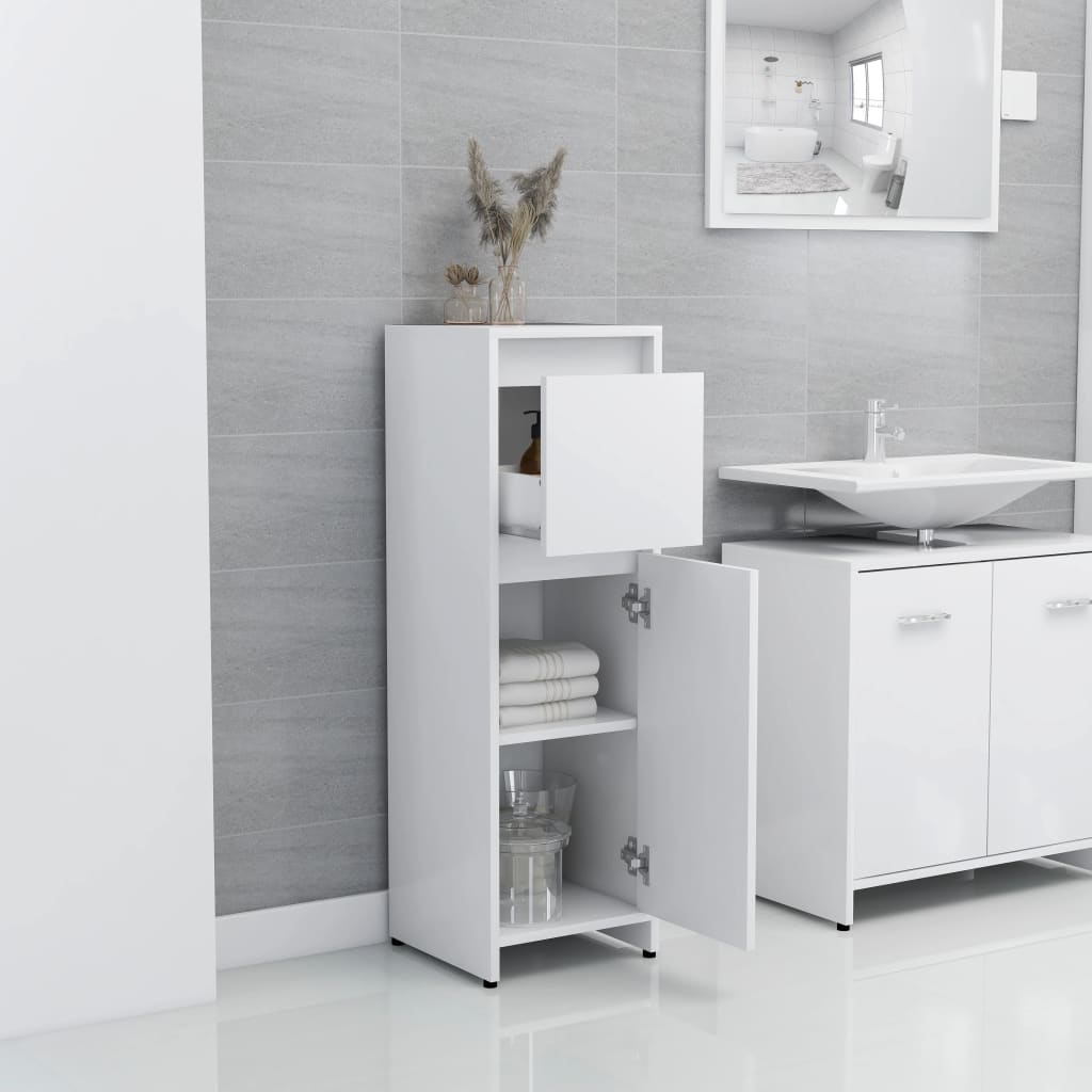 NNEVL Bathroom Cabinet White 30x30x95 cm Chipboard