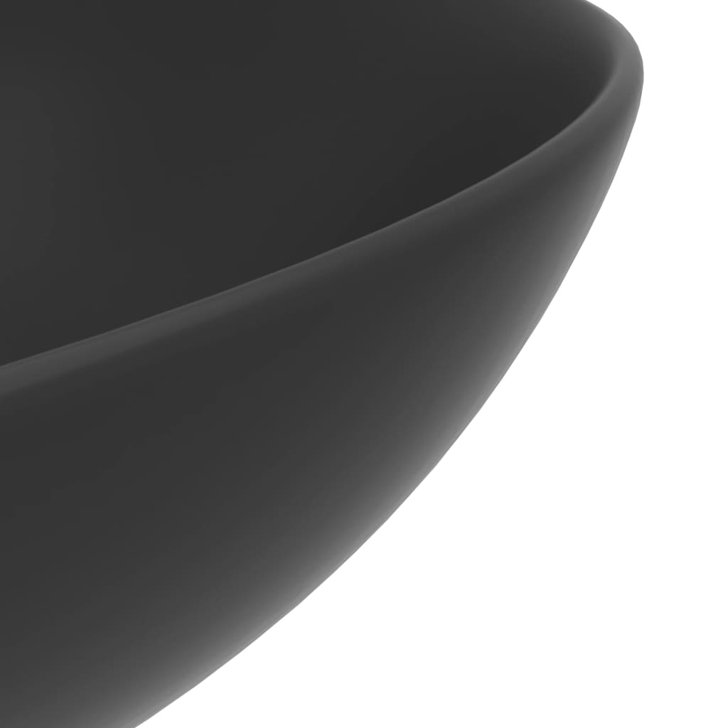 NNEVL Bathroom Sink Ceramic Dark Grey Round-4