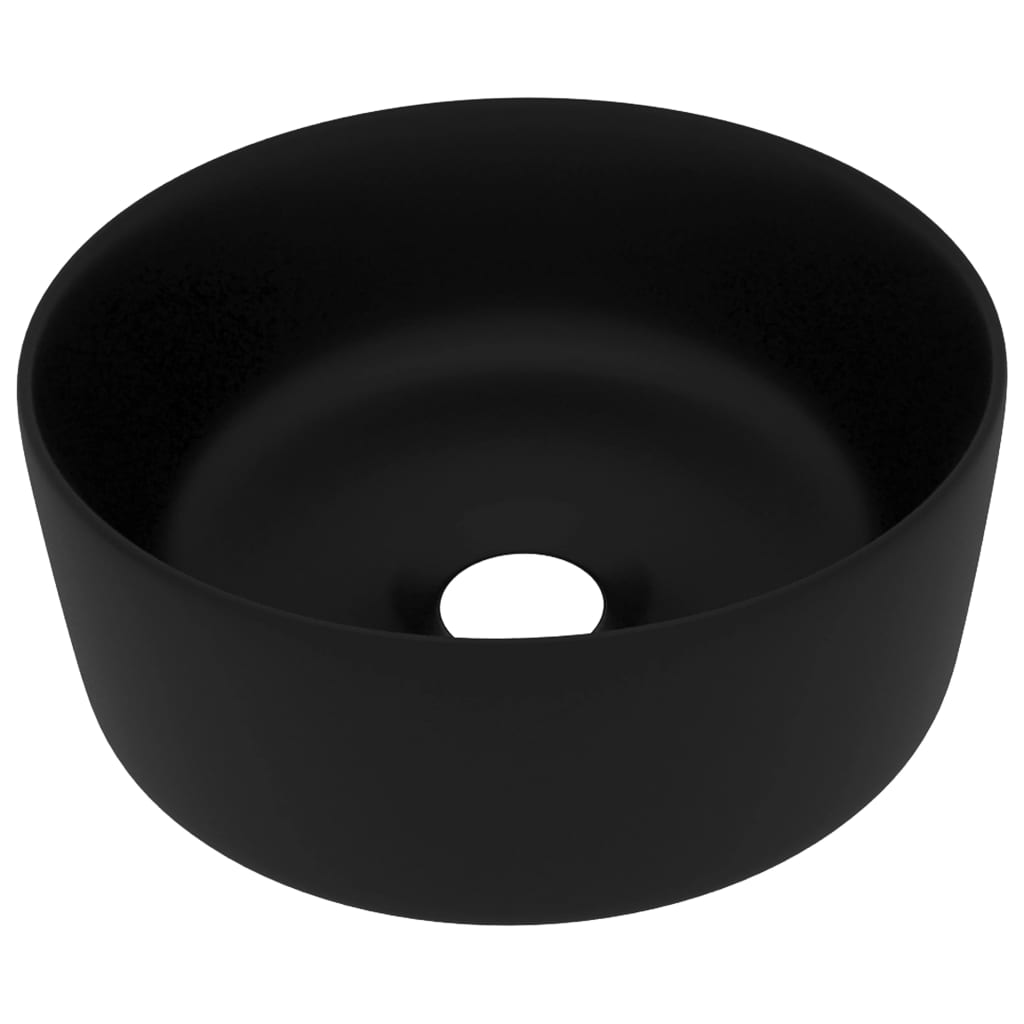 NNEVL Luxury Wash Basin Round Matt Black 40x15 cm Ceramic-1