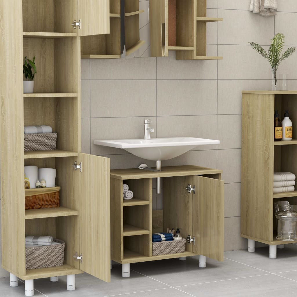 NNEVL Bathroom Cabinet Sonoma Oak 60x32x53.5 cm Chipboard-2