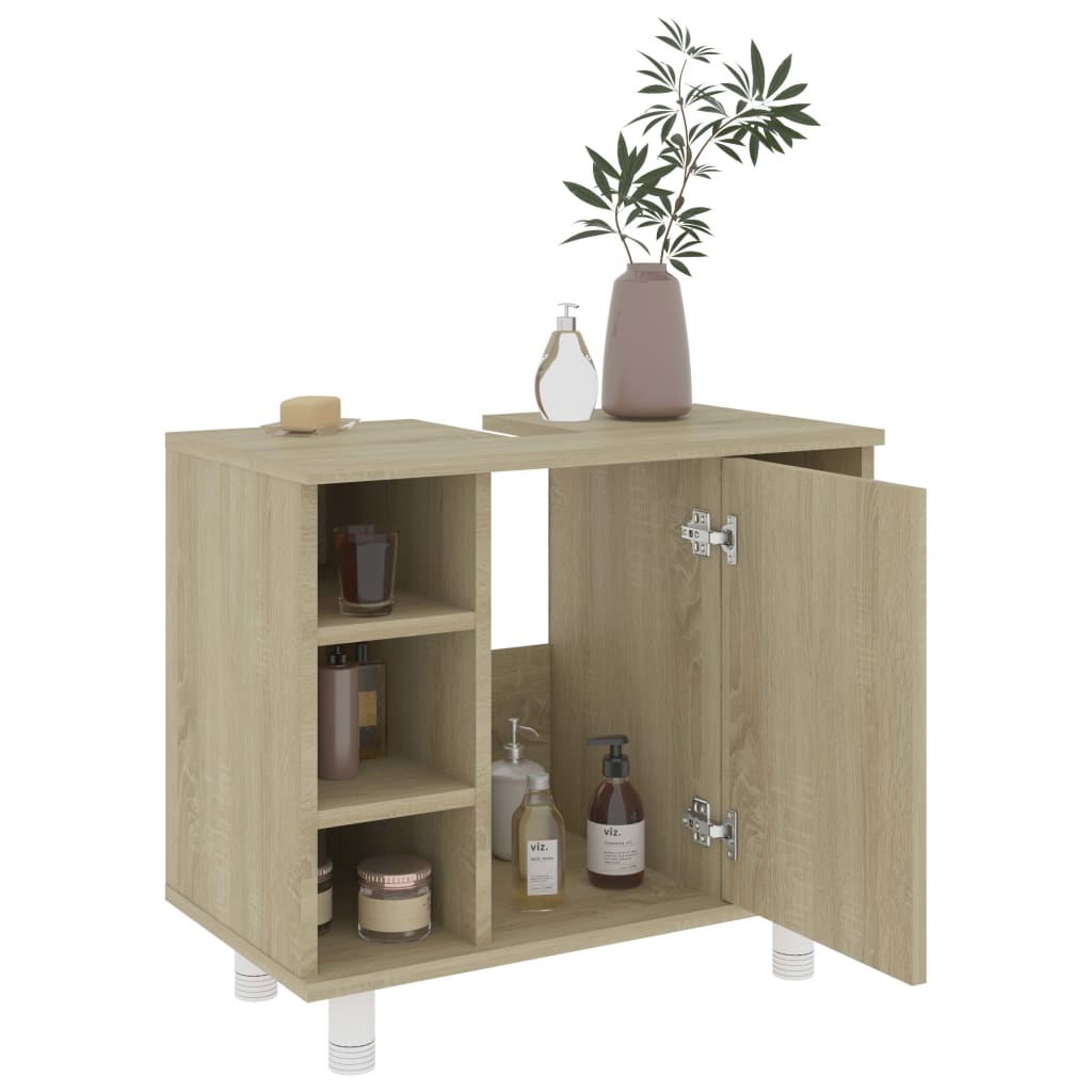 NNEVL Bathroom Cabinet Sonoma Oak 60x32x53.5 cm Chipboard-3