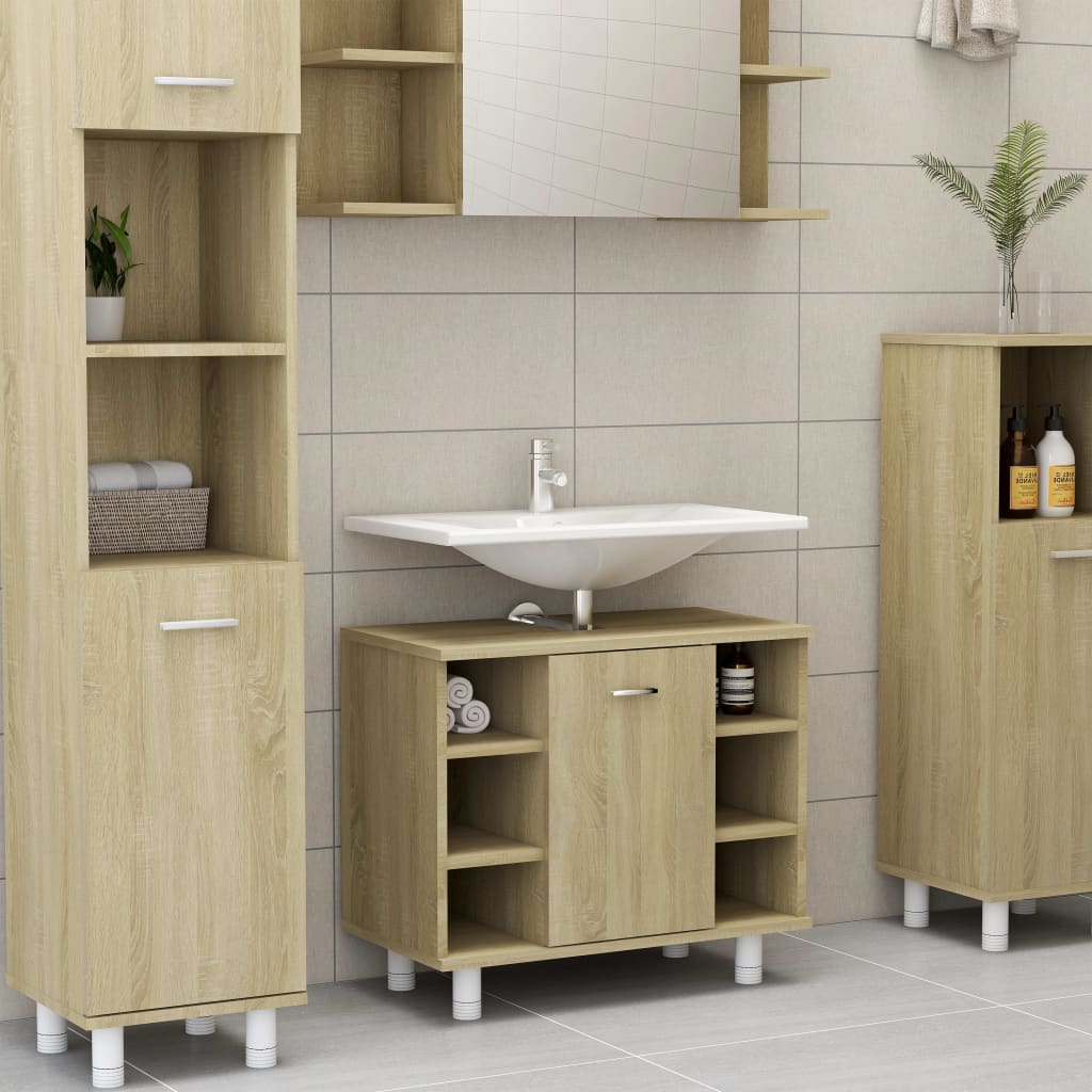NNEVL Bathroom Cabinet Sonoma Oak 60x32x53.5 cm Chipboard-0