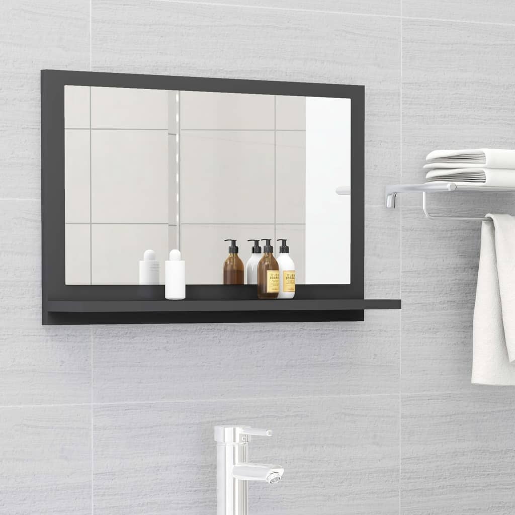 NNEVL Bathroom Mirror Grey 60cm Chipboard-0
