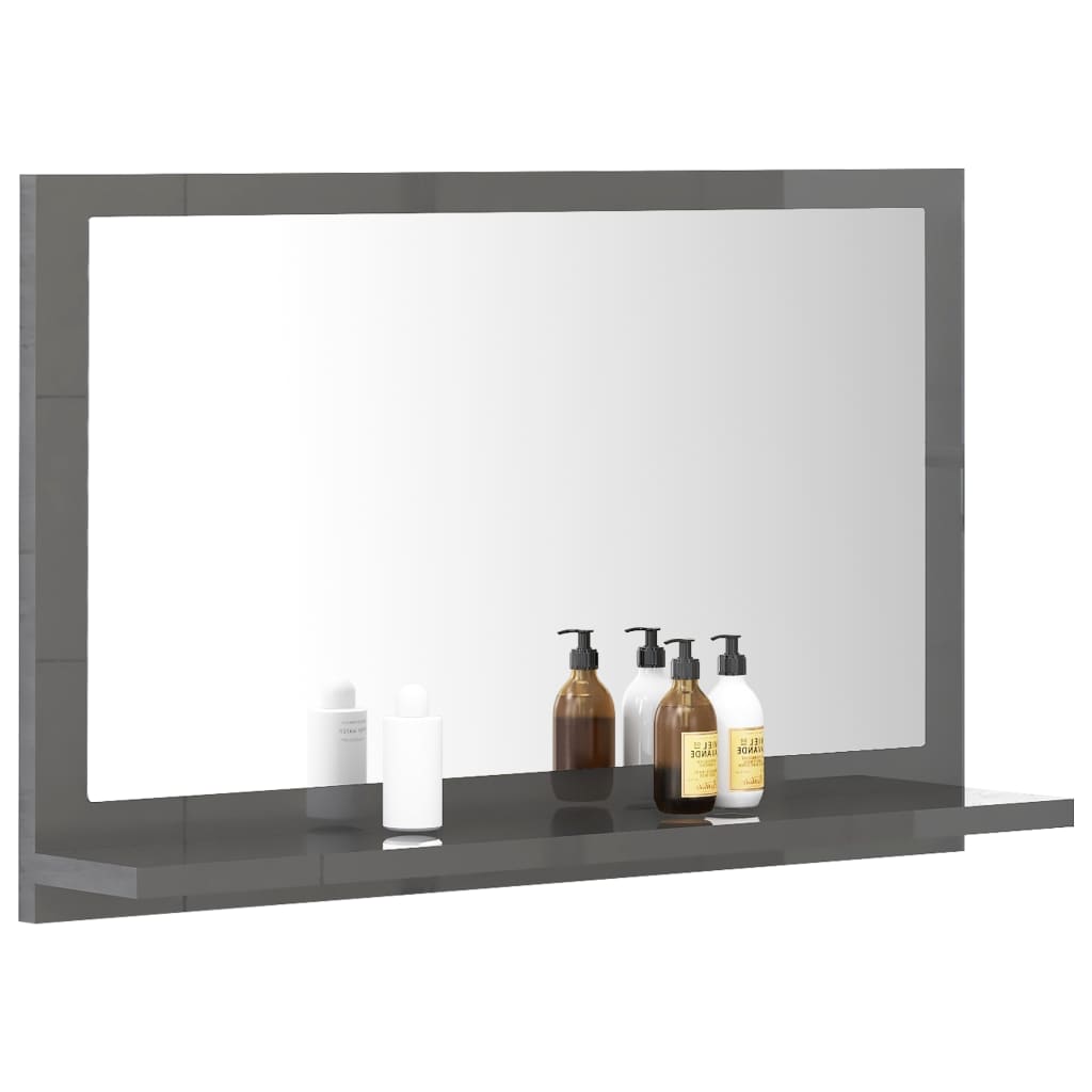 NNEVL Bathroom Mirror High Gloss Grey 60cm Chipboard