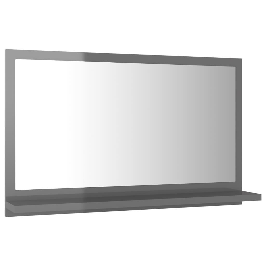 NNEVL Bathroom Mirror High Gloss Grey 60cm Chipboard