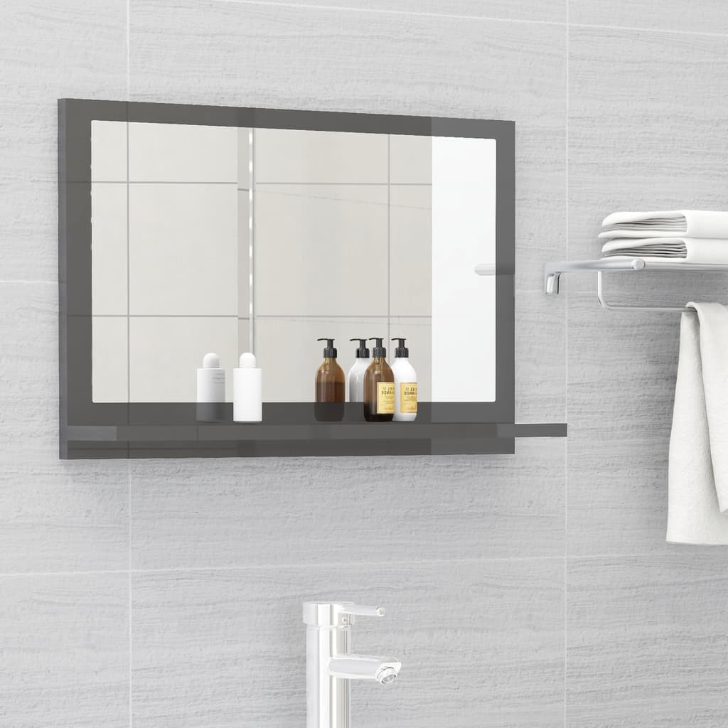 NNEVL Bathroom Mirror High Gloss Grey 60cm Chipboard