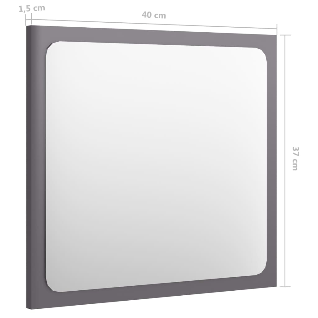 NNEVL Bathroom Mirror High Gloss Grey 40x1.5x37 cm Chipboard