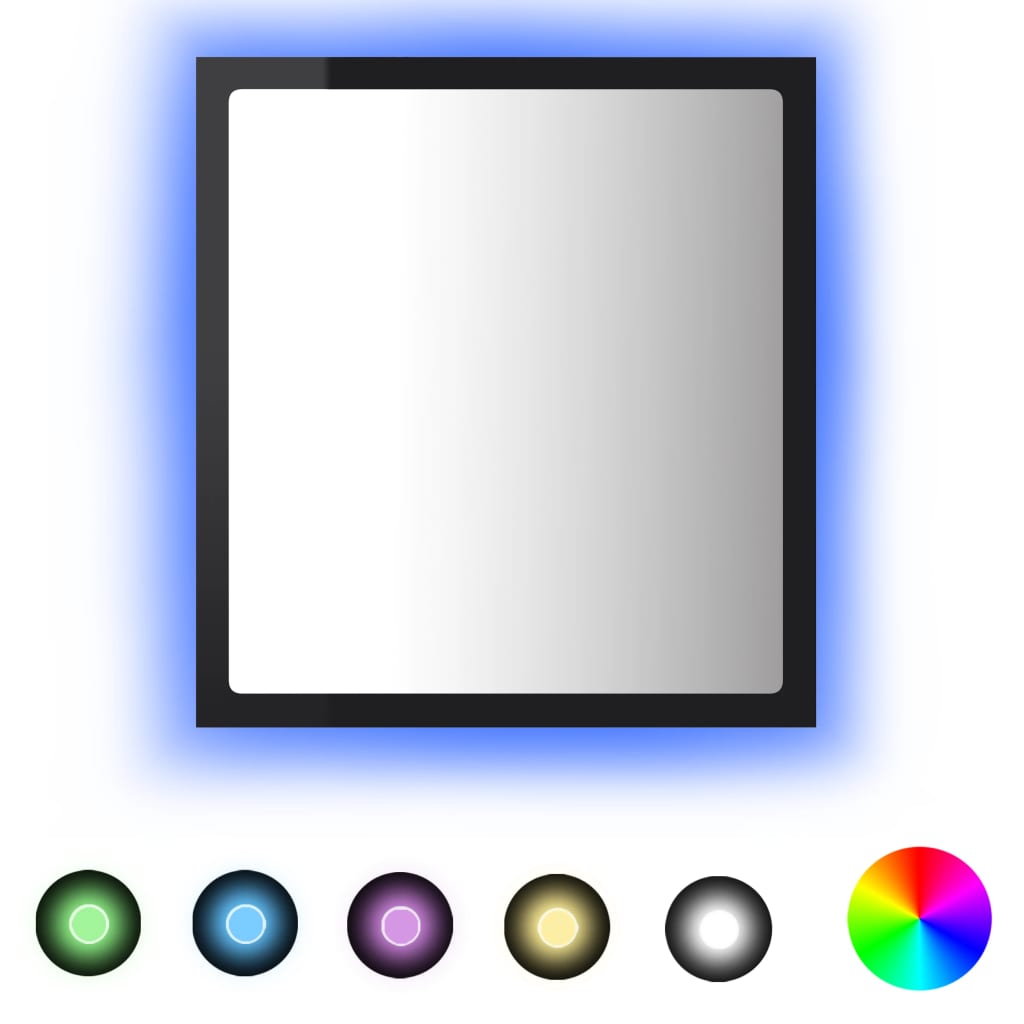 NNEVL LED Bathroom Mirror High Gloss Black 40x8.5x37 cm Chipboard