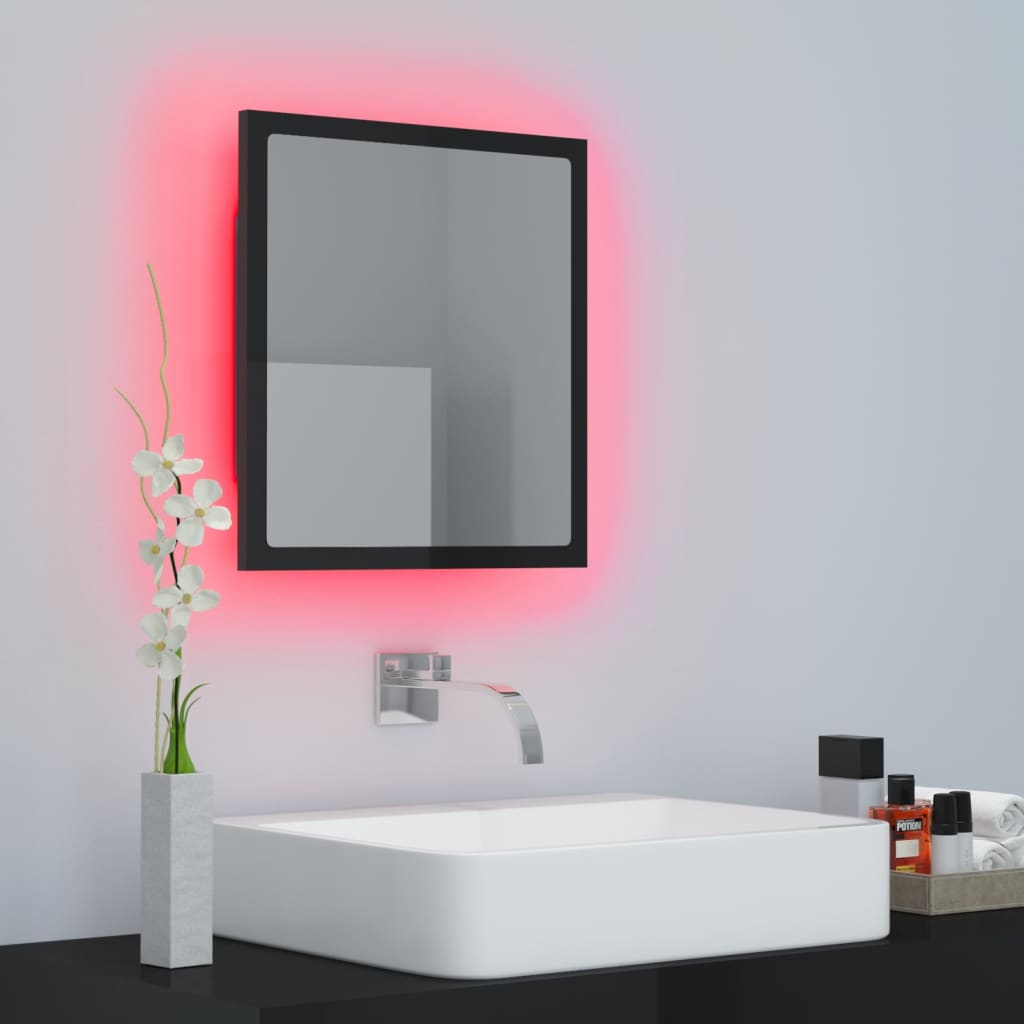 NNEVL LED Bathroom Mirror High Gloss Black 40x8.5x37 cm Chipboard