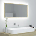 NNEVL LED Bathroom Mirror Sonoma Oak 90x8.5x37 cm Chipboard-0