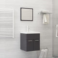 NNEVL 2 Piece Bathroom Furniture Set High Gloss Grey Chipboard-0