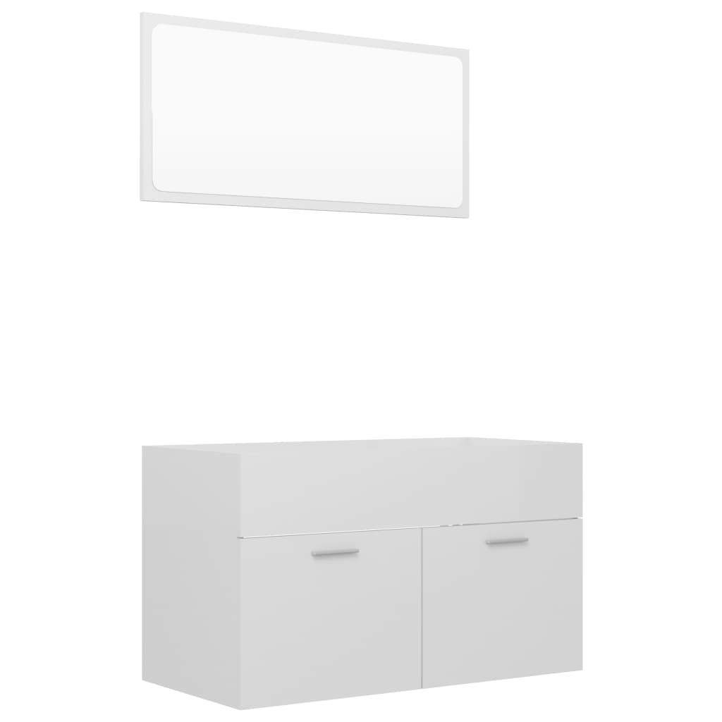 NNEVL 2 Piece Bathroom Furniture Set High Gloss White Chipboard-1